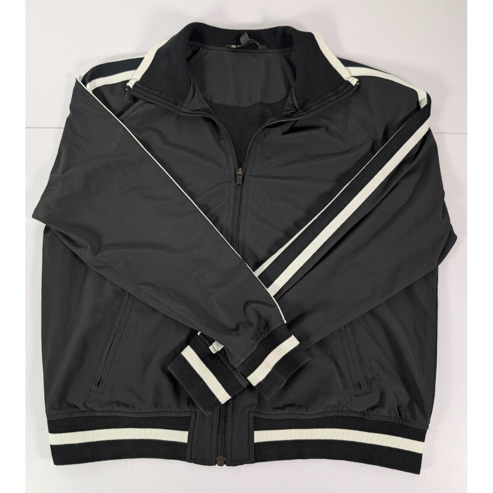 Athleta Black Utility Jacket with White Stripes